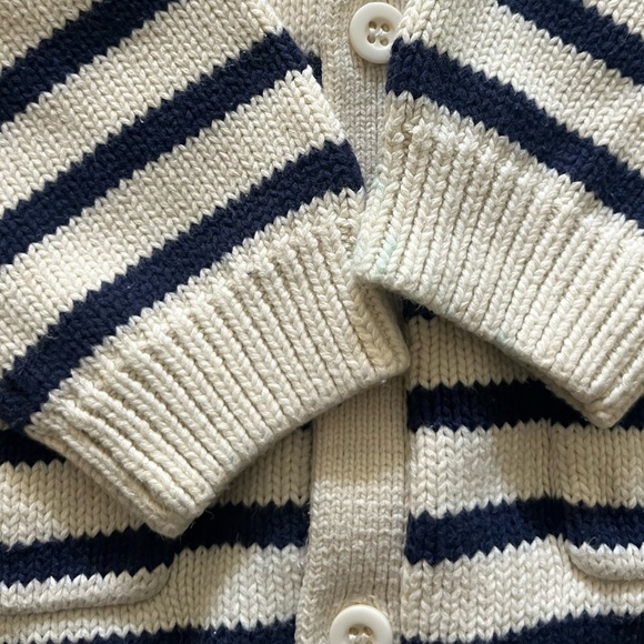 Kids Minnow Unisex Knit Cardigan Cream/Brenton Stripes 5-6 - Picture 9 of 12